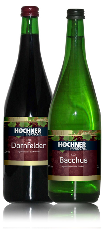 Weinetiketten Bacchus und Dornfelder Eigenmarke Edeka Höchner FFFrische