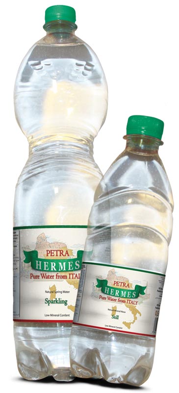 Etikett für italienisches Mineralwasser PET Flasche 1,5 l und 0,5 l
