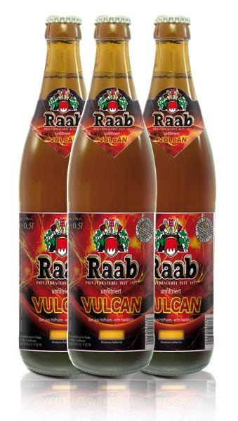 Bieretikett Bierlabel Vulcan Bier Brauerei Raab