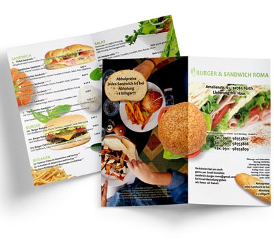 Flyer Speisekarte  Burger & Sandwich