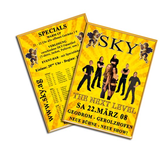 Flyergestaltung DIN A6 SKY Coverband