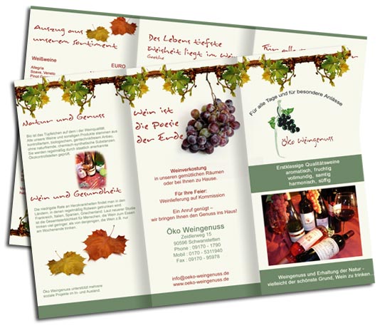 Faltblatt Gestaltung und Druck Weingut - Ökologischer Weinbau Schwanstetten