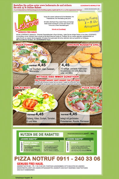 E-Mail Newsletter Pizzaservice Nürnberg
