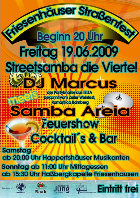 Plakat Poster Streetsamba & Straßenfest Friesenhausen
