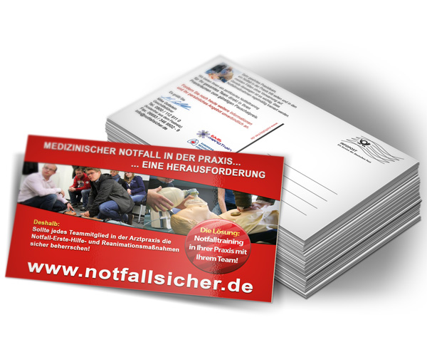 Werbepostkarte Notfalltraining in der Praxis Kassel - Deutschland