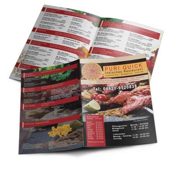 Flyer Speisekarte Indisches Restaurant Schleswig